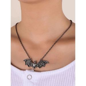 GUN BLACK CELESTIAL LUNAR BAT VAMPIRE UNISEX PENDANT NECKLACE
